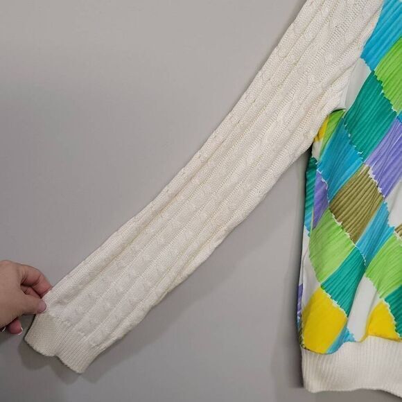 Bob Mackie Wearable Art Cardigan Jacket Small Multi Color Cable Knit Silk Unique - Picture 5 of 9